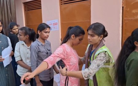 जेल प्रहरी बनने के लिए लड़कियों की लगी भीड़, कड़ी चेकिंग के बाद परीक्षार्थियों को दीया गया प्रवेश...!