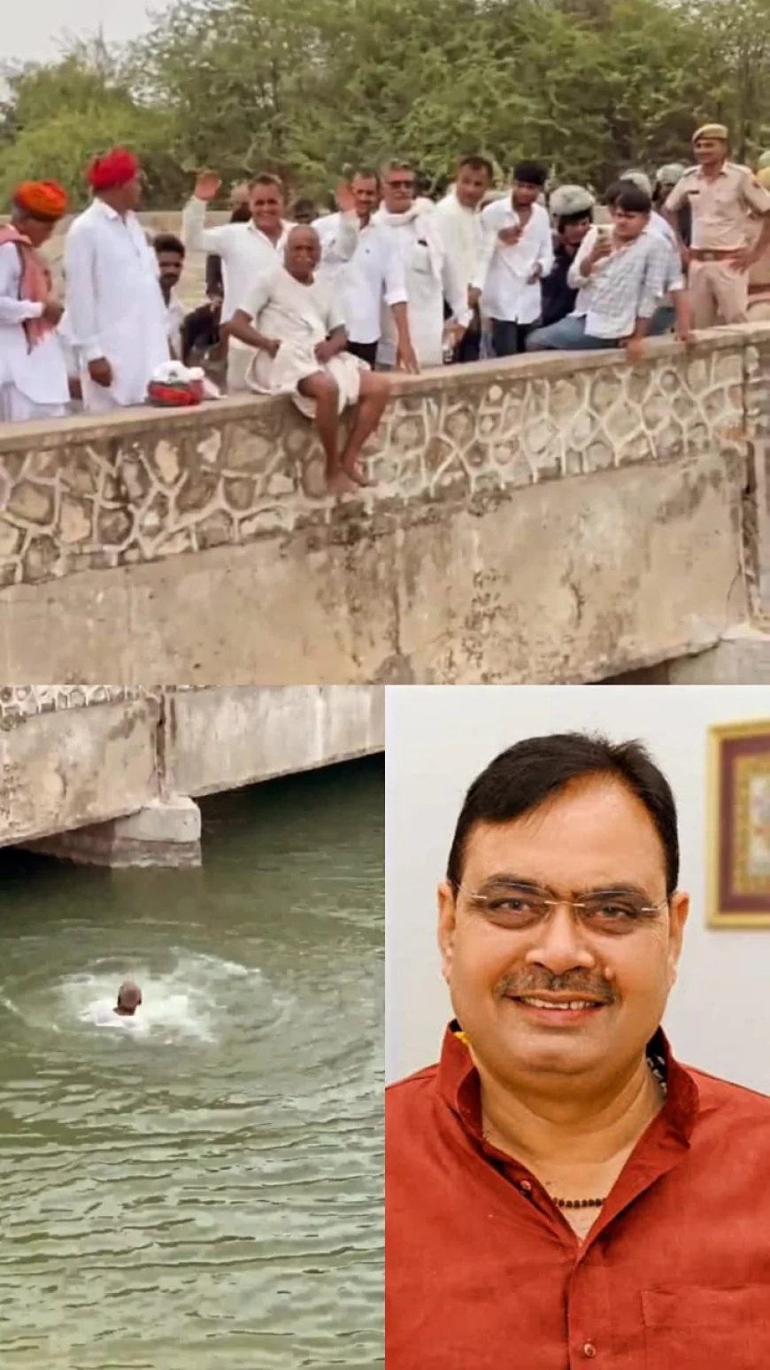सांचौर जिला पुनर्बहाली की मांग: नर्मदा नहर में कूदे तीन बुजुर्ग, SDRF ने बचाया