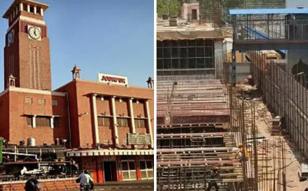 जोधपुर रेलवे स्टेशन का 'अमृत भारत स्टेशन योजना' के तहत ,474 करोड की लागत से पुनर्विकास कार्यकलाप अब अंतिम चरण पर।