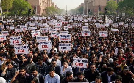 SSC परीक्षा गड़बड़ियों के विरोध में शिक्षकों का हंगामा, पुलिस ने रोका, जितेंद्र सिंह से मिलने की मांग