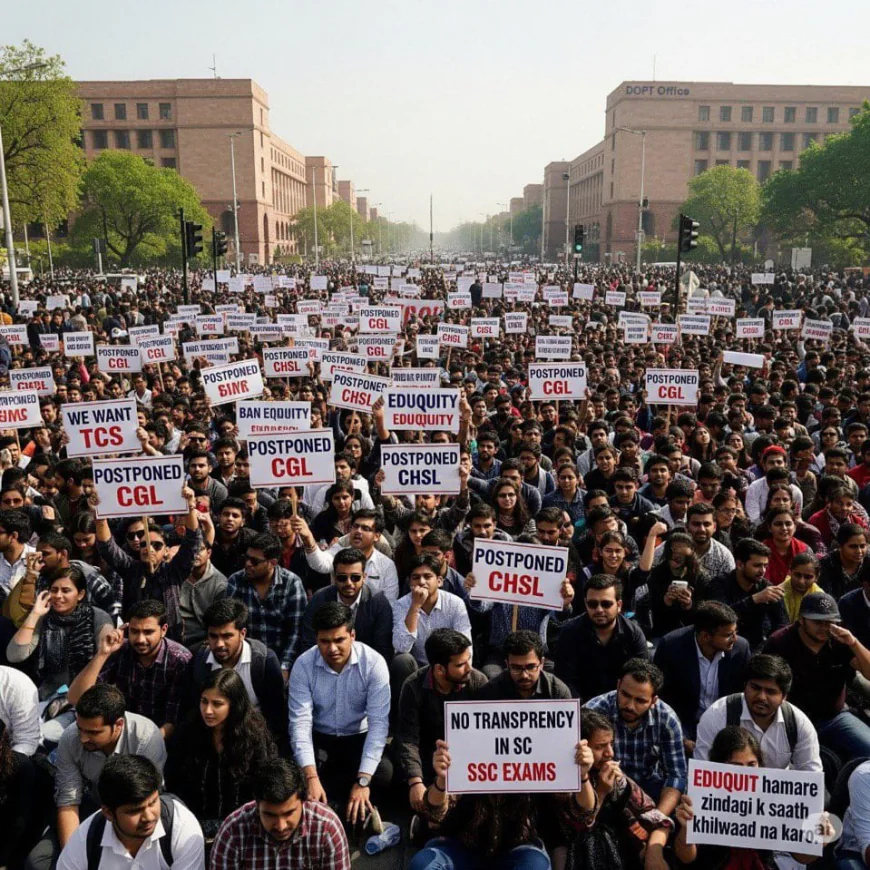 SSC परीक्षा गड़बड़ियों के विरोध में शिक्षकों का हंगामा, पुलिस ने रोका, जितेंद्र सिंह से मिलने की मांग