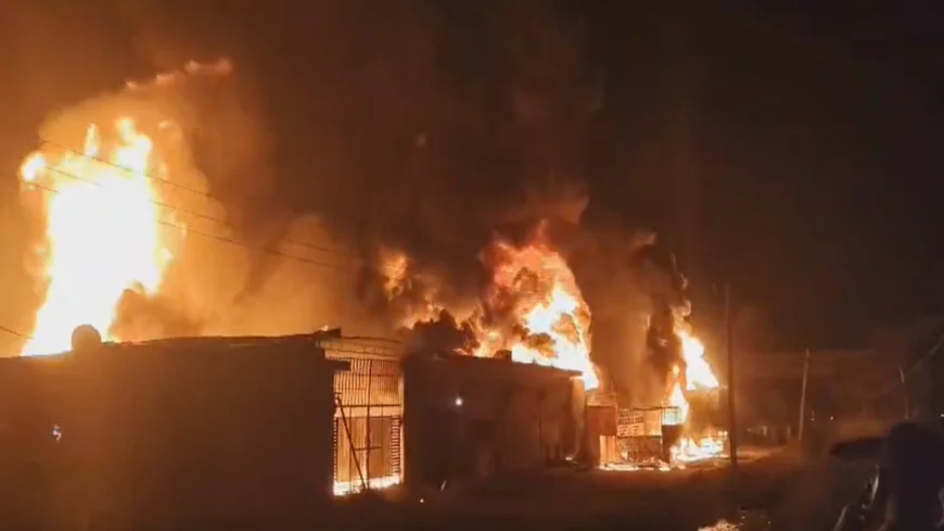 लूणी के सांगरिया में SR केमिकल फैक्ट्री में लगी भीषण आग.