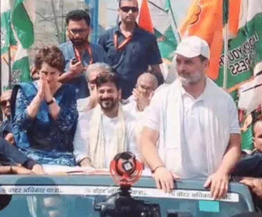 खुली जीप में राहुल-प्रियंका-तेजस्वी का जोरदार रोड शो, सड़कों पर उमड़ा जनसैलाब