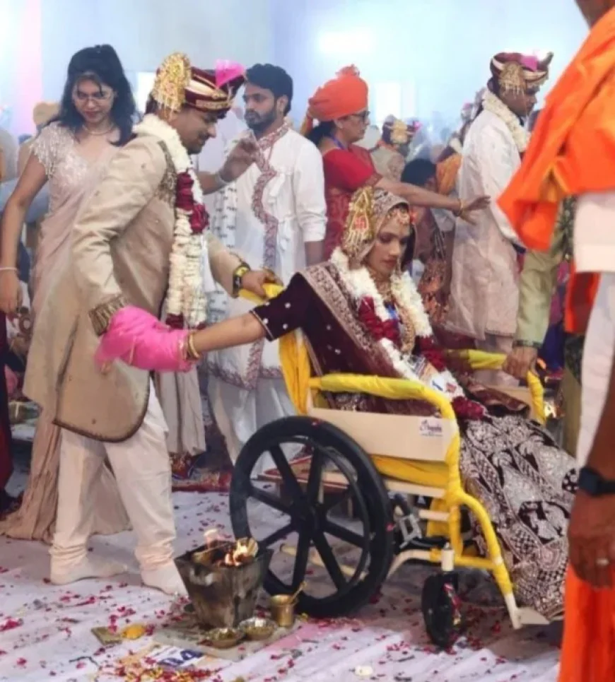 व्हीलचेयर पर दुल्हन, दूल्हे के साथ लिए फेरे…भावुक हुए लोग