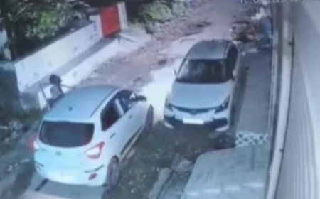 देर रात बदमाशों का उत्पात, घर के बाहर खड़ी गाड़ियों और दरवाजों के कांच तोड़े.