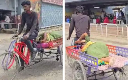 स्वास्थ्य व्यवस्था की बदहाली: गर्भवती महिला को कचरा ढोने वाली साइकिल से पहुंचाया अस्पताल