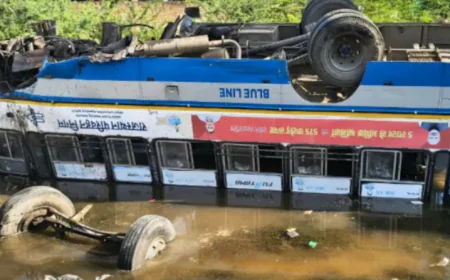 47 सवारियों से भरी बस पलटी, महिलाओं और बच्चों की हालत नाजुक