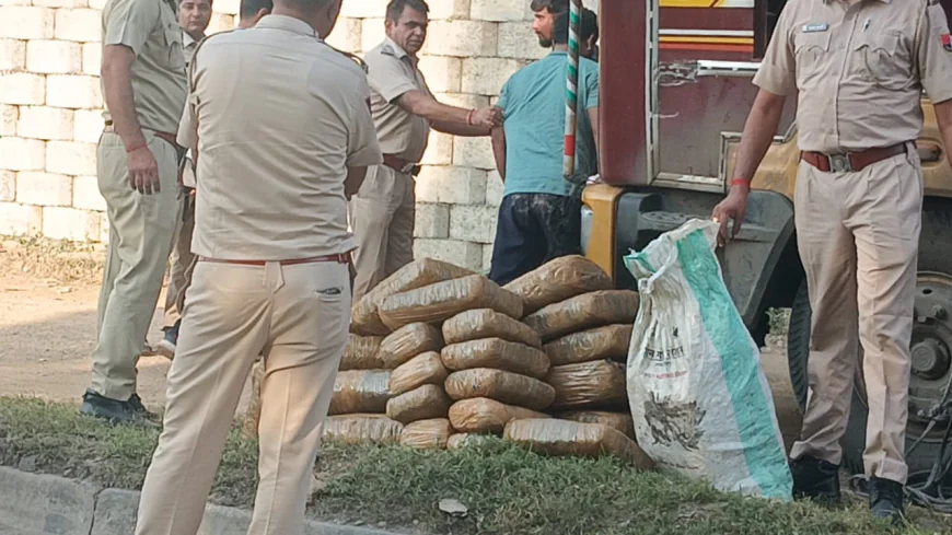 नाकाबंदी के दौरान ट्रक से 2 क्विंटल गांजा जब्त, दो तस्कर गिरफ्तार