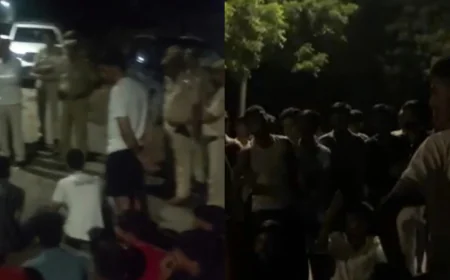 शराब के नशे में पुलिस अधिकारी की गाड़ी ने मारी टक्कर, युवक गंभीर रूप से घायल, राजपूत समाज का उग्र प्रदर्शन.