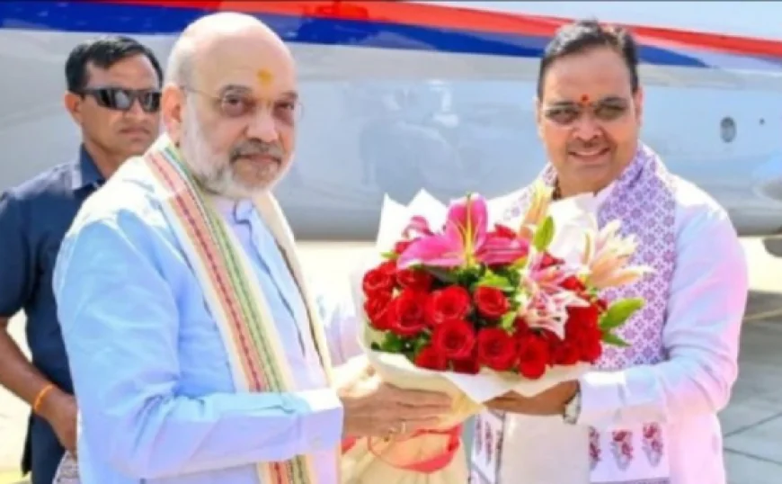 दिवाली की रौनक में विकास का दीपक जलाने आए अमित शाह मुख्यमंत्री भजन लाल शर्मा ने किया स्वागत.