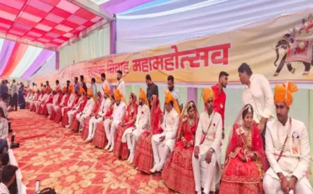 बाड़मेर में छठा सामूहिक विवाह: 19 युवक-युवतियों ने एक साथ पहनाई वरमाला, MLA ने की सराहना, बोले- ऐसे आयोजन दिखावा और फिजूलखर्ची को रोकेंगे