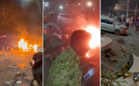 दिल्ली में लाल किले के पास धमाके की दहशत कार में जोरदार विस्फोट से मची अफरा-तफरी, 9 लोगों की मौत.