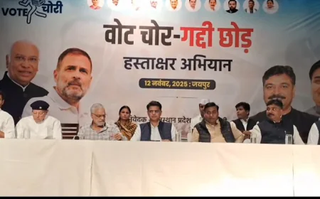 जयपुर: सचिन पायलट का निर्वाचन आयोग पर तीखा प्रहार, वोटर लिस्ट में गड़बड़ी और 'वोट चोरी' के आरोपों पर कांग्रेस का आक्रोश