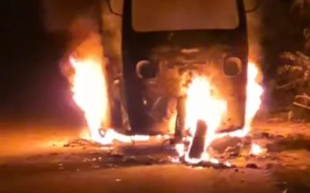 भरतपुर में खड़े ऑटो में लगी भीषण आग: 10 मिनट में जलकर राख, ड्राइवर और बेटी की आंखों के सामने सब कुछ स्वाहा