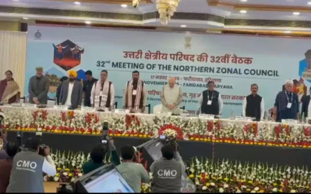 उत्तरी क्षेत्रीय परिषद की 32वीं बैठक शुरू: अमित शाह की अध्यक्षता में आंतरिक सुरक्षा और राज्यों के मुद्दों पर चर्चा