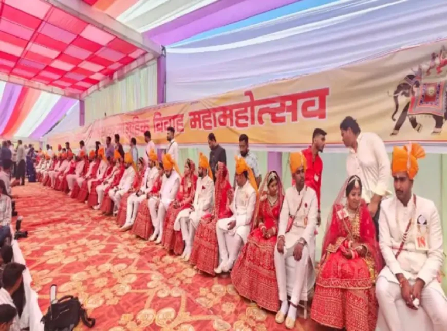 बाड़मेर में छठा सामूहिक विवाह: 19 युवक-युवतियों ने एक साथ पहनाई वरमाला, MLA ने की सराहना, बोले- ऐसे आयोजन दिखावा और फिजूलखर्ची को रोकेंगे