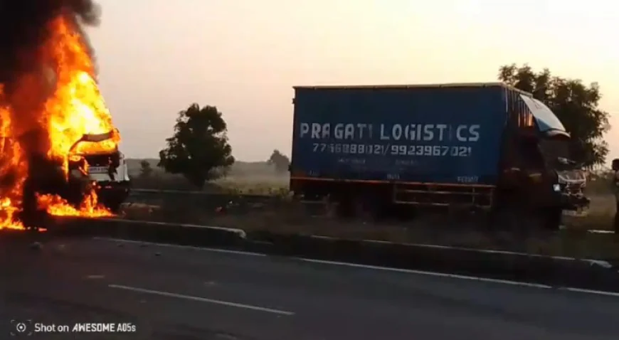 पाली: राजमार्ग 162 पर भीषण सड़क हादसा — स्कॉर्पियो में लगी आग, चालक जलकर मरा; मिनी ट्रक चालक गंभीर रूप से घायल