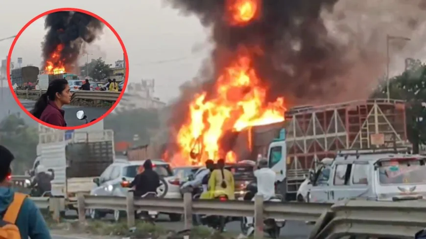 पुणे हाईवे पर 'आग का तांडव' ब्रेक फेल से ट्रक ने 13 वाहनों को रौंदा, 8 जिंदा जले, 20 से ज्यादा घायल.