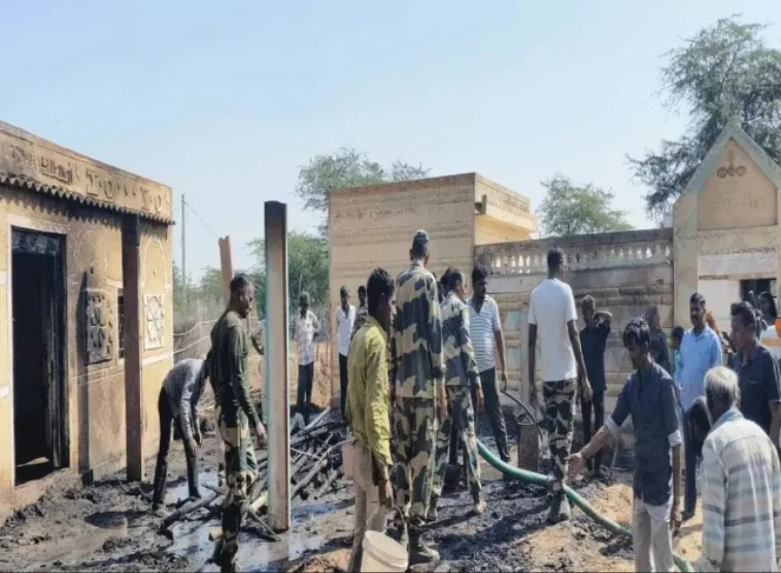घर में लगी आग, BSF जवानों ने बुझाई: झोपड़ी में रखा सारा सामान जलकर हुआ खाक, बकरी भी झुलसी