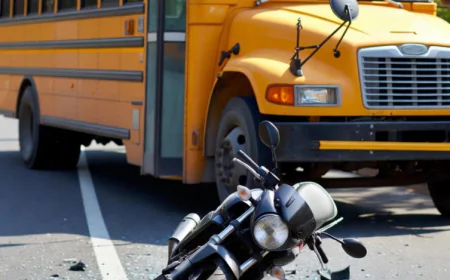 नदबई में स्कूल बस और बाइक की टक्कर: दो युवक गंभीर रूप से घायल, सिर में चोट लगने से भरतपुर रेफर