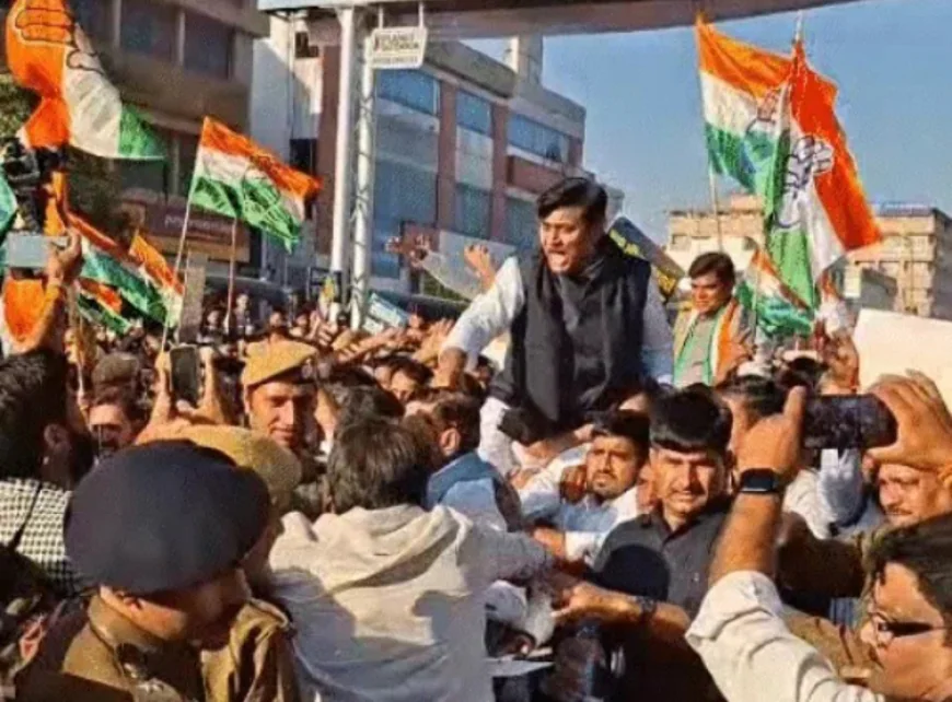 राजस्थान कांग्रेस का बीजेपी मुख्यालय की ओर मार्च: पुलिस से धक्का-मुक्की, बैरिकेड से गिरे विधायक, महिला नेता बेहोश; डोटासरा-जूली सहित कई नेता हिरासत में