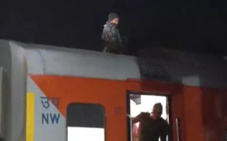 एक युवक की लापरवाही से रोकी गई जोधपुर-साबरमती एक्सप्रेस: चलती ट्रेन की छत पर चढ़ा, 25 हजार वोल्ट की लाइन से बाल-बाल बचा