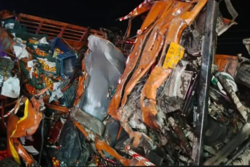 सवाई माधोपुर में कोटा-लालसोट मेगा हाईवे पर भीषण ट्रक हादसा: दो ट्रकों की आमने-सामने टक्कर में तीन लोगों की मौत, एक गंभीर घायल