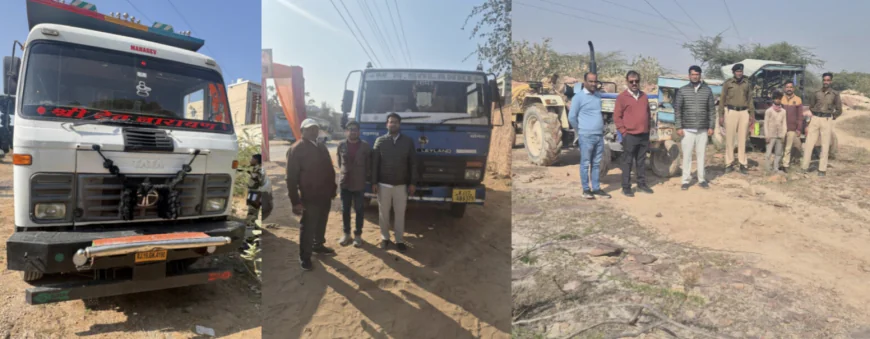 अवैध खनन के खिलाफ जोधपुर पुलिस की सख्त कार्रवाई, 6 वाहन जब्त.