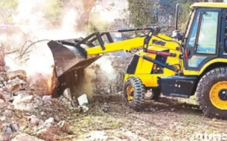 राजस्थान के अलवर शहर में भाजपा नेता बन्नाराम मीणा की जमीन पर चला बुलडोजर, अवैध कॉलोनी को किया ध्वस्त