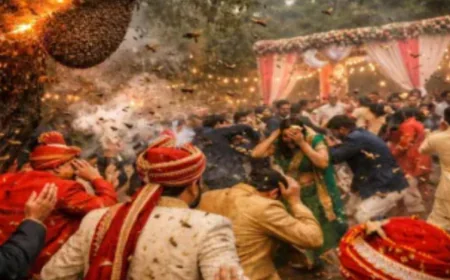 राजस्थान के बांसवाड़ा में शादी समारोह के दौरान मधुमक्खियों का हमला: पटाखे से छत्ता भड़का, बारातियों में मची भगदड़