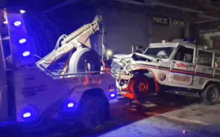 श्रीगंगानगर में दर्दनाक सड़क हादसा: तेज रफ्तार कार ने पुलिस गश्ती वैन को मारी टक्कर, महिला थाना प्रभारी सीआई ज्योति नायक की मौके पर मौत, दो गंभीर घायल