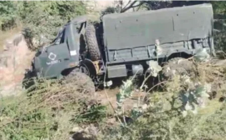 नागौर-अजमेर हाईवे पर आर्मी ट्रक पलटा, दो जवान गंभीर घायल.