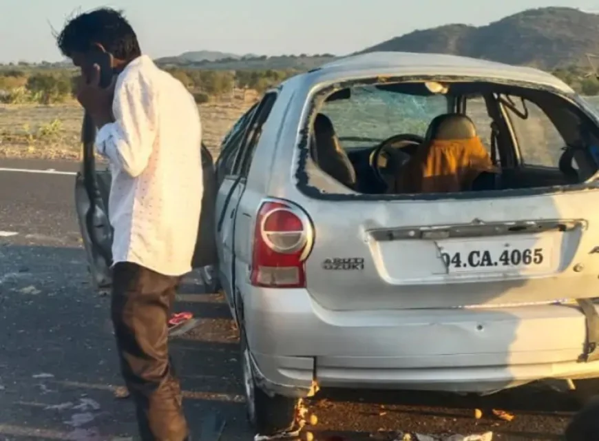 हाईवे पर अचानक मवेशी आने से अल्टो कार पलटी, 8 लोग घायल: बच्चे-महिलाएं सड़क पर गिरे, एक मासूम सड़क पर बैठकर रोता रहा