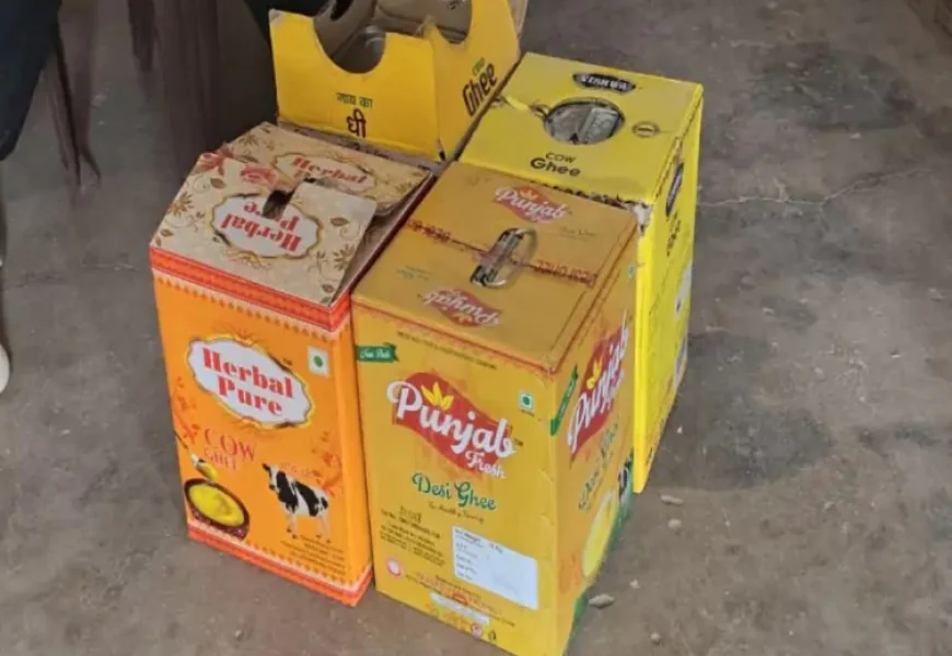बाड़मेर कृषि मंडी में मिलावटी घी पर शुद्ध आहार अभियान के तहत बड़ी कार्रवाई: विश्व घी, हर्बल, मैत्री और पंजाब ब्रांड के सैंपल लिए, स्टॉक जब्त