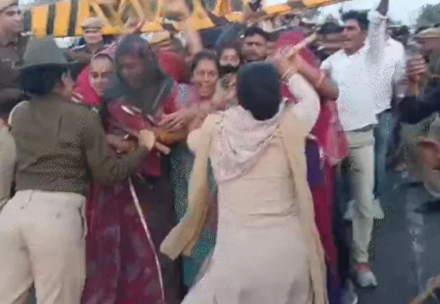 बाड़मेर के बायतु में किसानों का उग्र प्रदर्शन: मुआवजे की मांग पर पुलिस से झड़प, महिलाओं ने दिखाया जोरदार विरोध