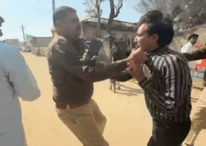 खाटूश्यामजी में मेले की तैयारियों के बीच हंगामा: SHO ने युवक की कॉलर पकड़कर सड़क पर पटका, वीडियो वायरल; पुलिस ने कहा- अभद्रता और हाथापाई की कोशिश हुई