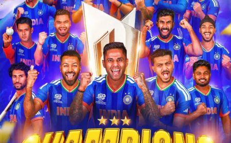 भारत तीसरी बार टी-20 विश्व चैंपियन: घरेलू मैदान पर पहली बार खिताब, फाइनल में रिकॉर्ड 255 रन बनाकर न्यूजीलैंड को 96 रनों से रौंदा