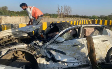 दिल्ली-मुंबई एक्सप्रेसवे पर भीषण हादसा: शकुन ग्रुप के एमडी वल्लभ माहेश्वरी की BMW कार पलटने से मौत