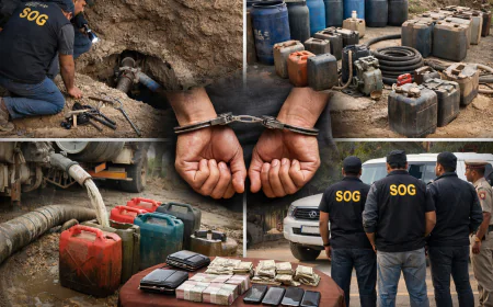 पाली में पेट्रोलियम पाइपलाइन से पेट्रोल चोरी का भंडाफोड़, SOG ने चार आरोपियों को दबोचा...