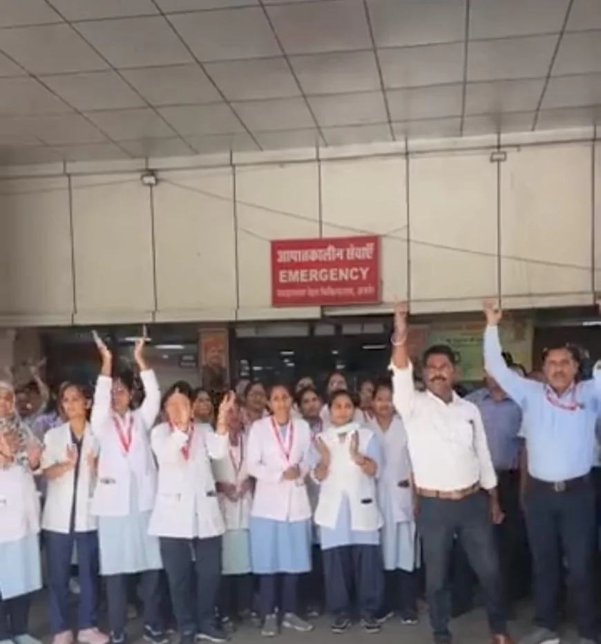 एसएमएस अस्पताल मामले में 4 नर्सिंग ऑफिसर सस्पेंड: अजमेर में नर्सिंग स्टाफ का विरोध, 2 घंटे का कार्य बहिष्कार