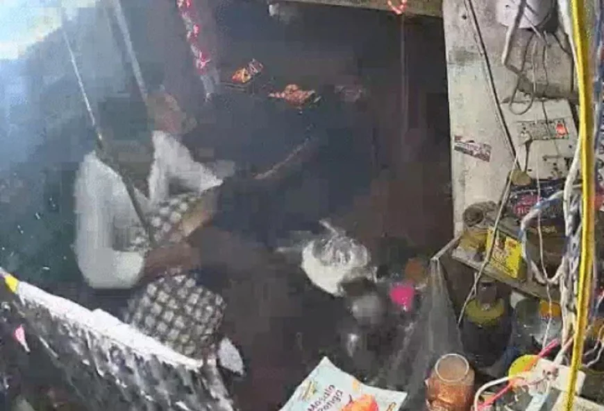 बाड़मेर के कारटिया गांव में जमीनी विवाद ने लिया हिंसक रूप: बड़े भाई ने छोटे भाई की किराना दुकान में घुसकर ताबड़तोड़ लाठी-घूंसे मारे, सीसीटीवी में कैद हुई पूरी वारदात