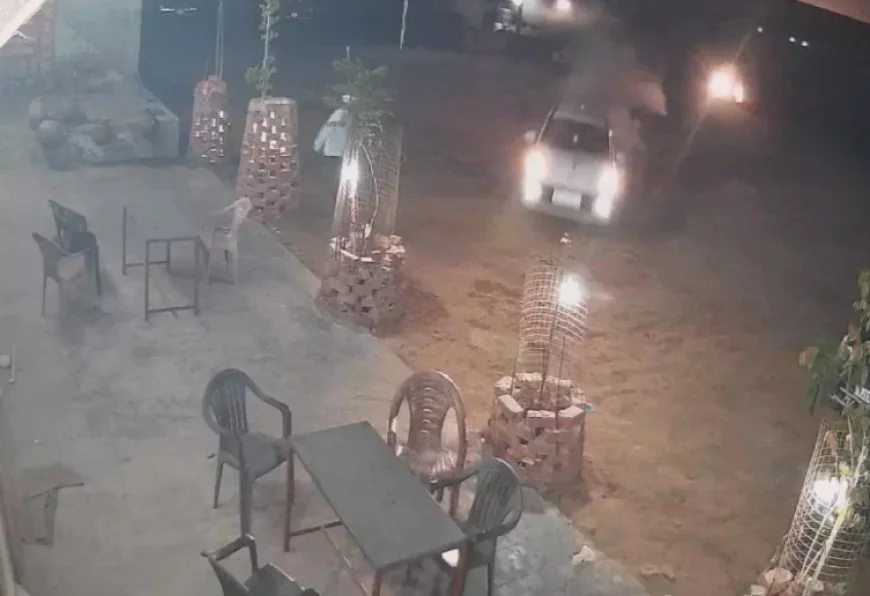 तेज रफ्तार का कहर: सादुलपुर में कार होटल में घुसी, CCTV में कैद हुआ हादसा, आरोपी मौके से फरार
