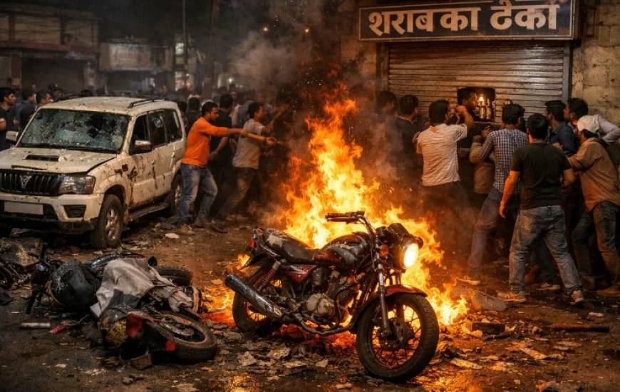 जयपुर में अवैध शराब बिक्री को लेकर हिंसक हंगामा: कॉलोनिवासियों ने की स्कॉर्पियो में तोड़फोड़, एक बाइक को लगाई आग