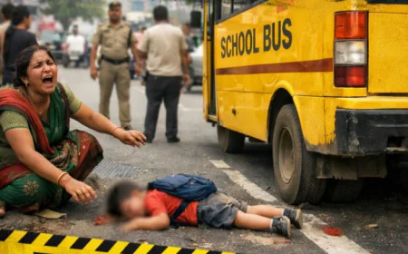 जिस स्कूल बस से उतरा, उसी ने 3 साल के मासूम को कुचल दिया: घर जाने के लिए सड़क पार कर रहा था बच्चा, ड्राइवर ने बिना देखे बस आगे बढ़ा दी