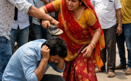 छेड़छाड़ करने पर महिला का गुस्सा फूटा, युवक की जूतों से पिटाई; भीड़ के सामने माफी मंगवाकर छोड़ा