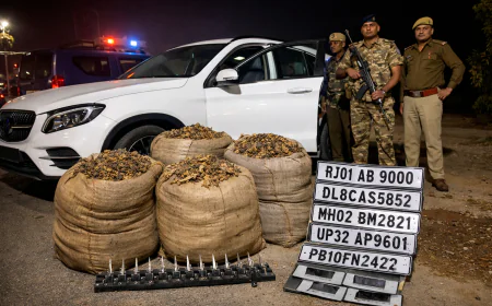 पाली में नाकाबंदी के बीच फिल्मी अंदाज में पीछा, लग्जरी कार से 192 किलो डोडा-पोस्त बरामद; तस्कर फरार