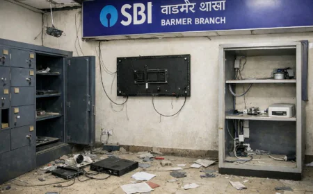 बाड़मेर में SBI बैंक चोरी का रहस्योद्घाटन: लॉकर नहीं टूटा तो CCTV कैमरे, LED टीवी और वॉटर आरओ मशीन लेकर भागे चोर