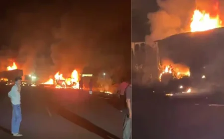 चूरू में आधी रात सड़क पर मौत का मंजर: टक्कर के बाद उठीं आग की लपटें, गाड़ी में फंसे लोग… फिर जो हुआ दिल दहला देगा