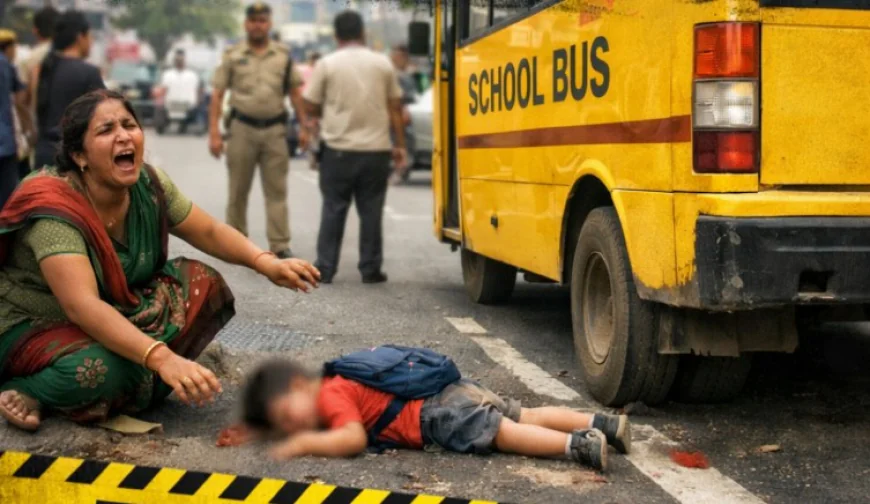 जिस स्कूल बस से उतरा, उसी ने 3 साल के मासूम को कुचल दिया: घर जाने के लिए सड़क पार कर रहा था बच्चा, ड्राइवर ने बिना देखे बस आगे बढ़ा दी