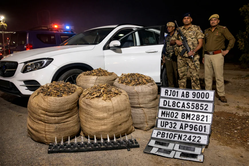 पाली में नाकाबंदी के बीच फिल्मी अंदाज में पीछा, लग्जरी कार से 192 किलो डोडा-पोस्त बरामद; तस्कर फरार